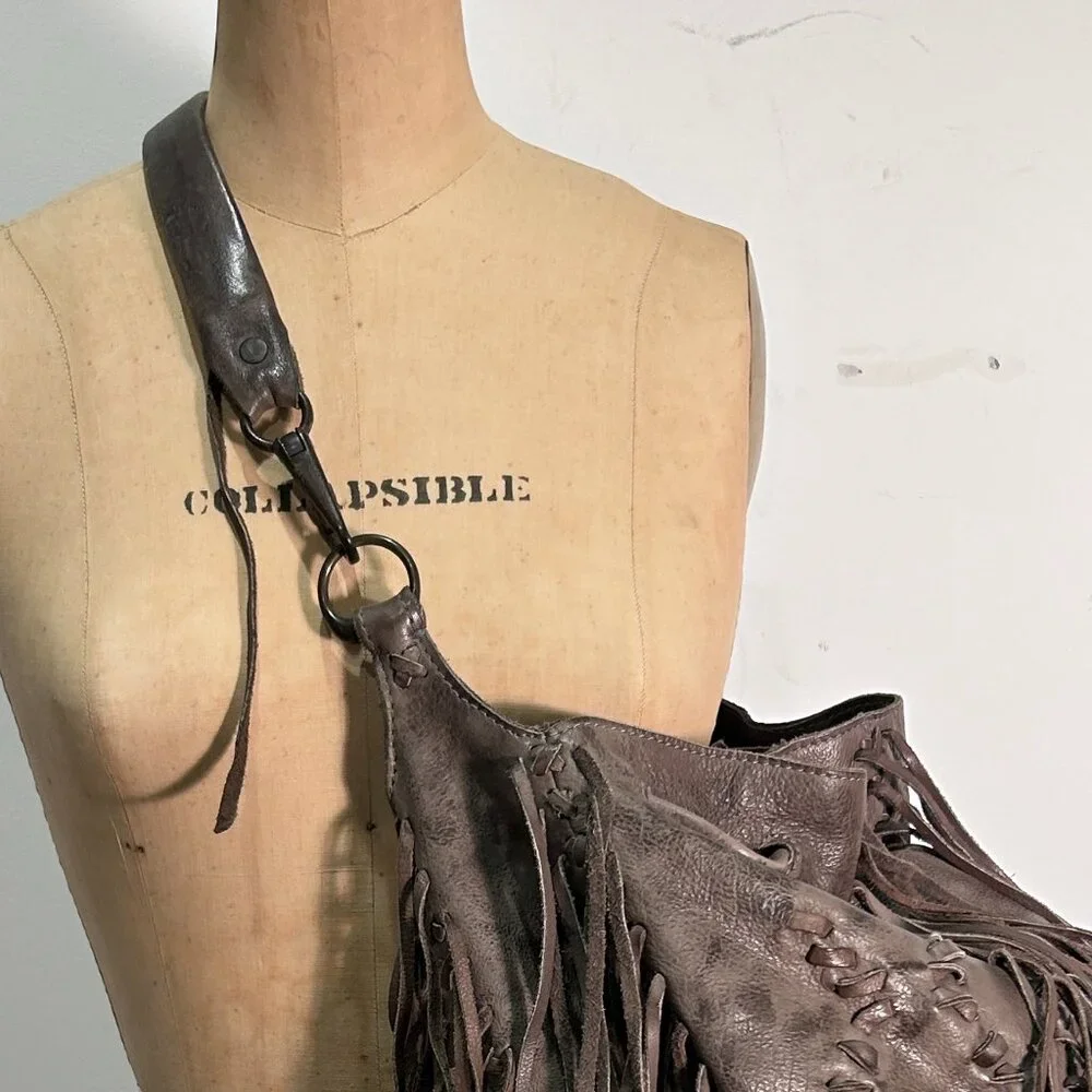 All Saints leather fringe Hobo bag - Picture 5 of 10